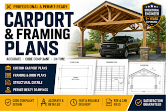 design carport plans, garage framing plans structural drawings