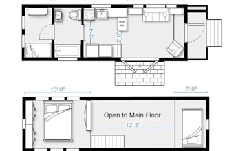 design realistic modern tiny house floor plan and 3d model