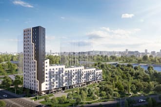 design luxury apartment exterior 3d visualization, facade,house aerial rendering
