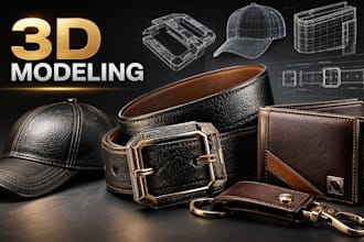 do 3d modeling and rendering for belts, buckles, wallets, leather goods techpack