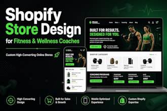 build shopify website store design for fitness health and wellness coaches