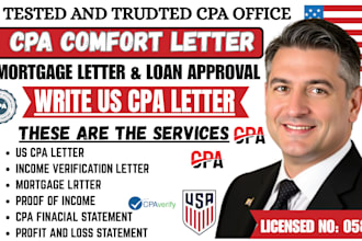 30 minute US CPA letter, comfort cpa letter, audit financial statement, p and l