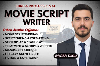 write movie script, screenplay, screenwriting and film script