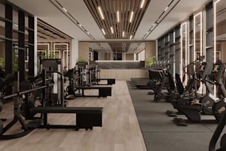 design professional 3d gym interior and fitness center visualization