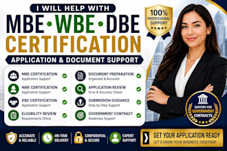 help with mbe wbe dbe certification application and document preparation