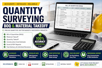 provide quantity surveying, boq, and material takeoff