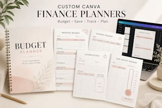 design canva printable planner finance tracker and savings journal template