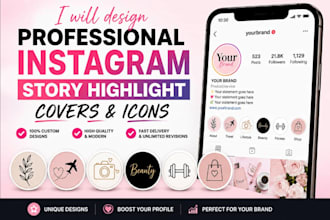 design professional instagram story highlight covers and icons
