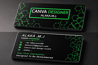 design a professional, attractive and modern business card in canva