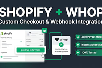integrate whop with shopify checkout, set up payment gateway and webhooks