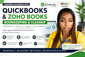 do quickbooks and zoho books bookkeeping, cleanup and reconciliation