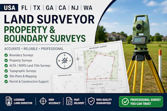 usa fl tx ga ca nj wg land surveyor property and boundary surveys
