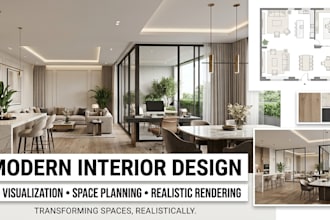 create modern interior design 3d visualization for home, office, shop restaurant