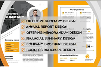 design  financial investment summary, company profile presentation for investors
