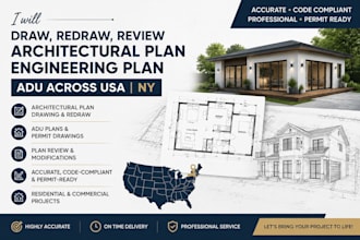 draw redraw review stamp architectural plan engineering stamp adu across USA ny