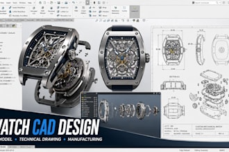 create custom 3d watch cad models and technical drawings for cad manufacturing