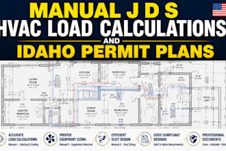 provide manual j d s hvac load calculations and idaho permit plans