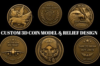 design custom 3d coin render challenge coin medallion bas relief pendant 3d coin