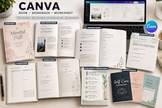 design canva workbook, worksheet, planner, journal, ebook, worksheet design