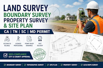 land survey, boundary survey, property survey and site plan ca tn sc MD permit