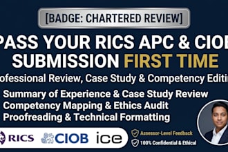 audit ice member and  review rics apc case study for ciob application documents