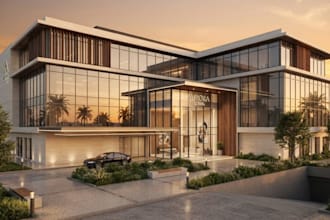 design and renovate office interior, exterior, floor plan and 3d rendering