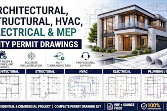 create architectural, structural, hvac, electrical, and mep city permit drawings