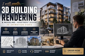 create 3d building rendering and modeling 3d apartment design 3d animation video