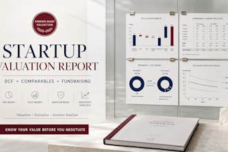 prepare startup valuation report, dcf for investors and fundraising