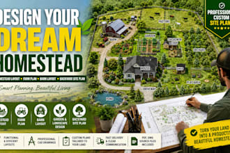 design homestead layout, farm plan, barn layout and backyard design site plan