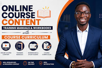 online course content, training manuals workbook  with course curriculum