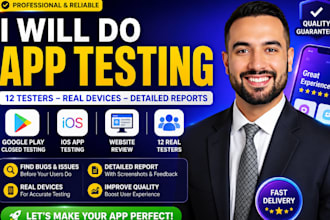 provide 20 testers closed testing 12 tester mobile app testing 12 testers