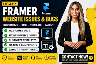 develop framer website, fix framer bugs, animations and responsive issues