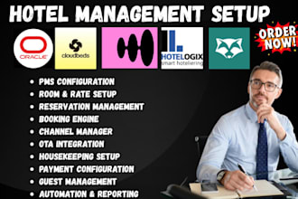 setup hotel management crm, oracle cloudbeds mews hotelogix rmscloud stayntouch