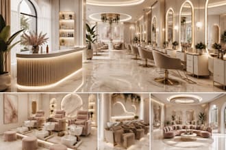 create 3d salon, spa and beauty studio interior rendering