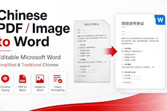 type and convert chinese PDF or images to editable word