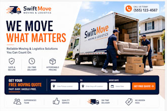 design moving company logistics trucking website moving landing page and leads
