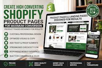 create high converting shopify product page and landing page design