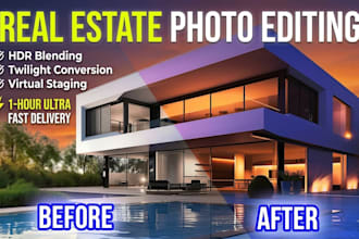 do real estate hdr blending virtual staging twilight sky replace in 1 hour