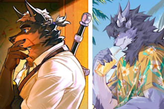 draw a cute furry pfp, fursona icon, anthro fursona portrait, furry avatar