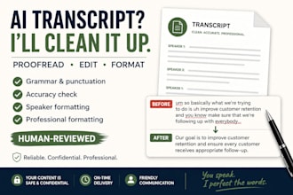 manually proofread edit and clean up your ai transcript