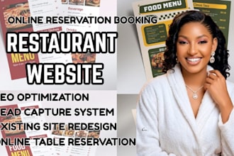 design a restaurant website with online ordering, custom form, table reservation