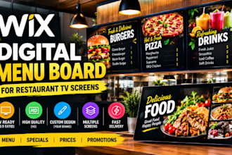 design a restaurant menu, digital menu board, TV menu, menu board, food menu