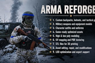 create 3d model assets backpack helmet weapon outfit for arma 3 and 3d printing