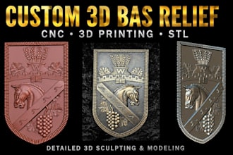 sculpt detailed 3d bas relief models for cnc  medallion and 3d printing