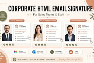 design corporate HTML email signature for sales teams gmail outlook and staff