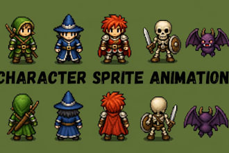 create pixel art character sprite sheet animation 2d rpg game assets