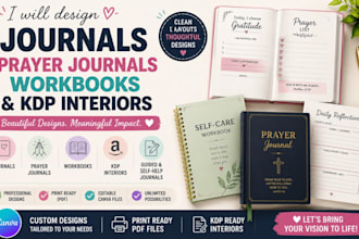 do journal design, digital planner, prayer journal, workbook design, kdp journal