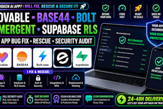 lovable base44 bolt emergent sh supabase rls app bug fix rescue security audit
