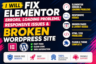 fix elementor errors loading problems responsive issues broken wordpress website